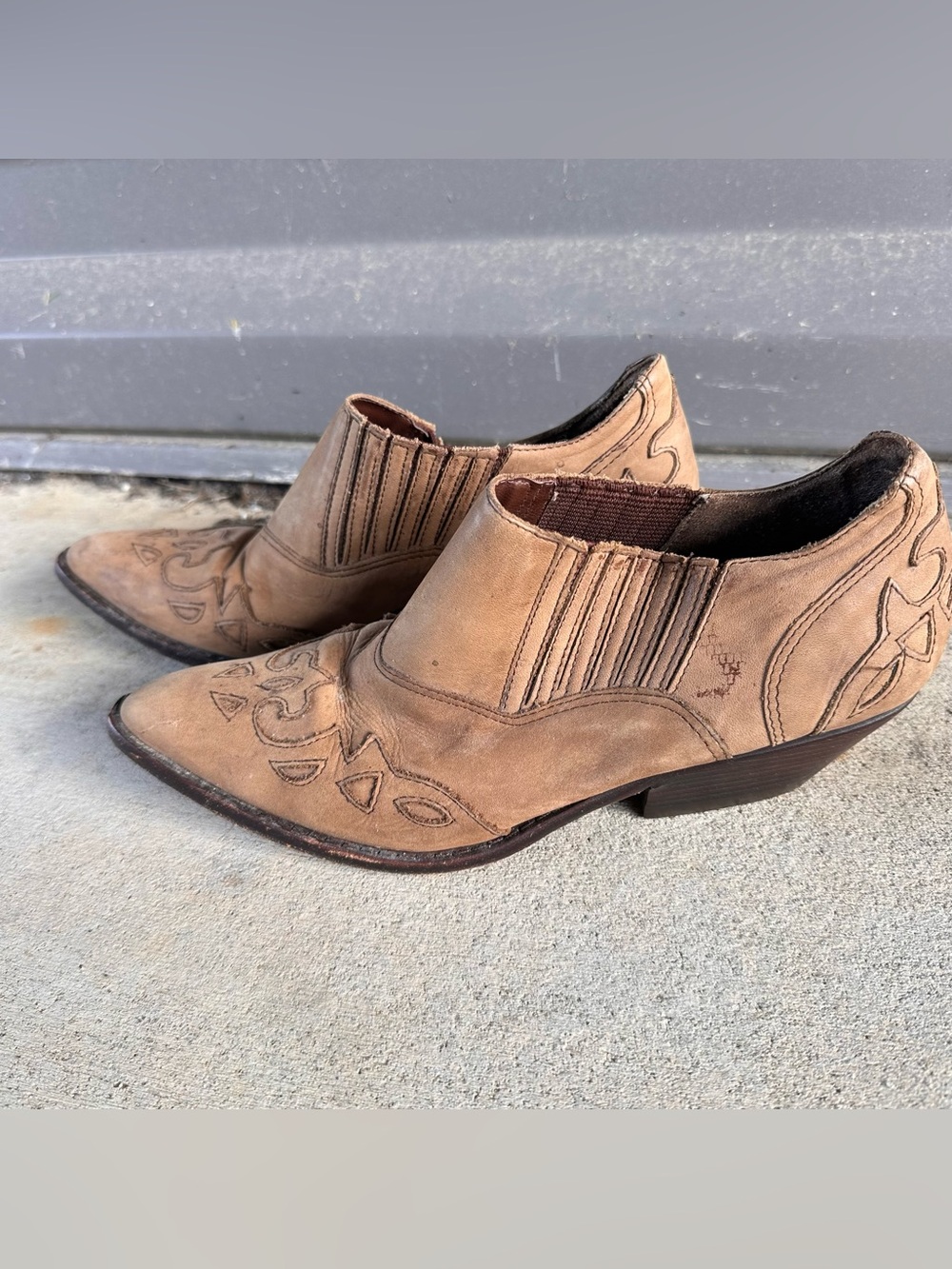 Circle S Western Cowboy Leather Ankle Boots Size 8